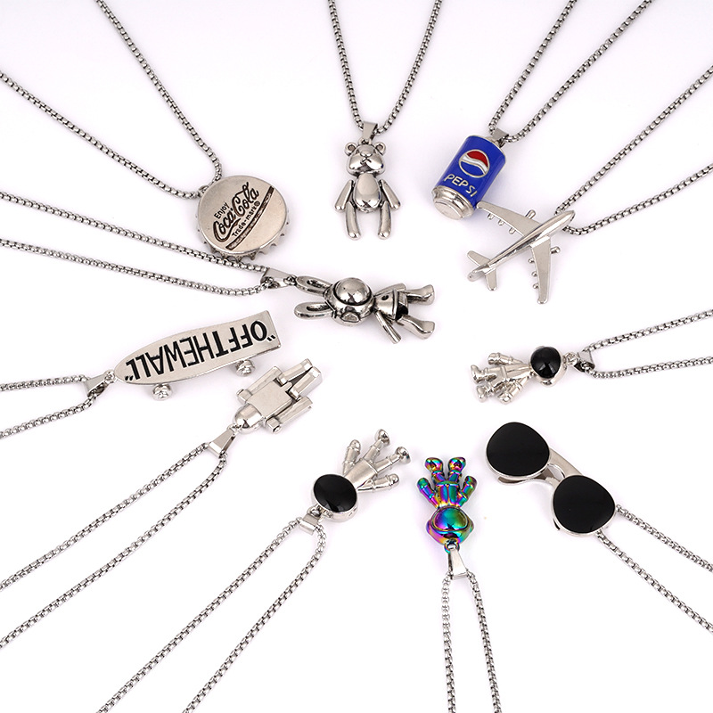 korean style titanium steel hip hop necklace children's fashion hip hop catwalk necklace men and women all-matching sweater chain children's clothing small gift Item Picture