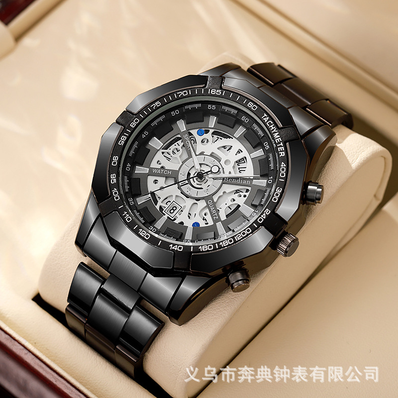 foreign trade hot sale xiyin temu men's fashion electroplated tungsten steel casual automatic imitation mechanical watch wholesale Specification drawing