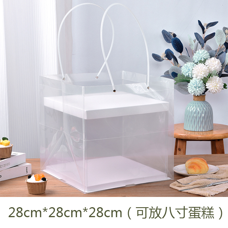 transparent gift handbag square cake dessert packing bag potted succulent flowers plastic packaging hand bag pieces Specification drawing