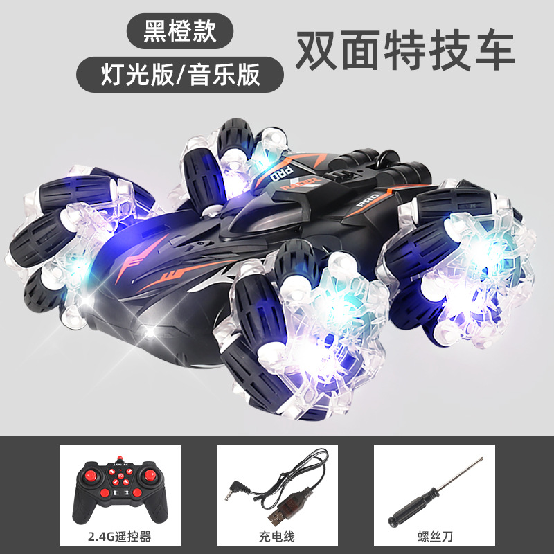 cross-border double-sided stunt drift light remote control car children's four-wheel drive off-road vehicle 2.4g remote control electric stunt toy details Picture