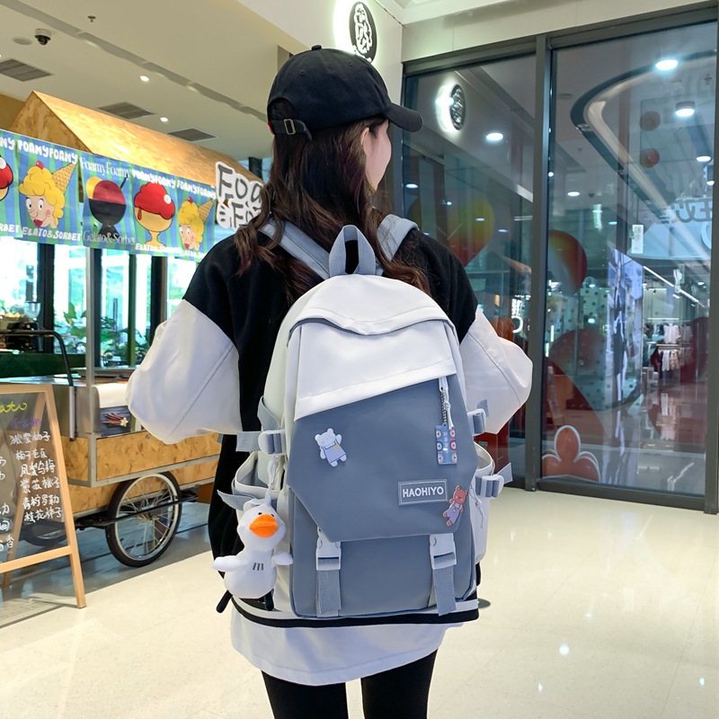 Simple, large-capacity, high-appearance-level college student schoolbag, female high school student computer backpack, niche Haraju-style male backpack details Picture