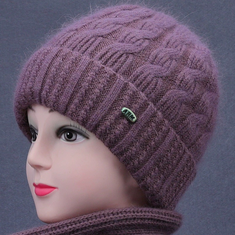 autumn and winter middle-aged and elderly knitted hat old lady warm thickened wool hat thickened cold protection cotton-padded cap mom style hat full figure