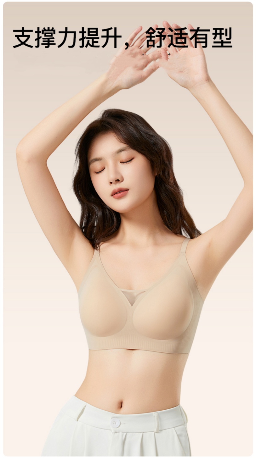无痕内衣大胸显小网纱透气软支撑舒适柔软文胸防走光抹胸式背心详情14