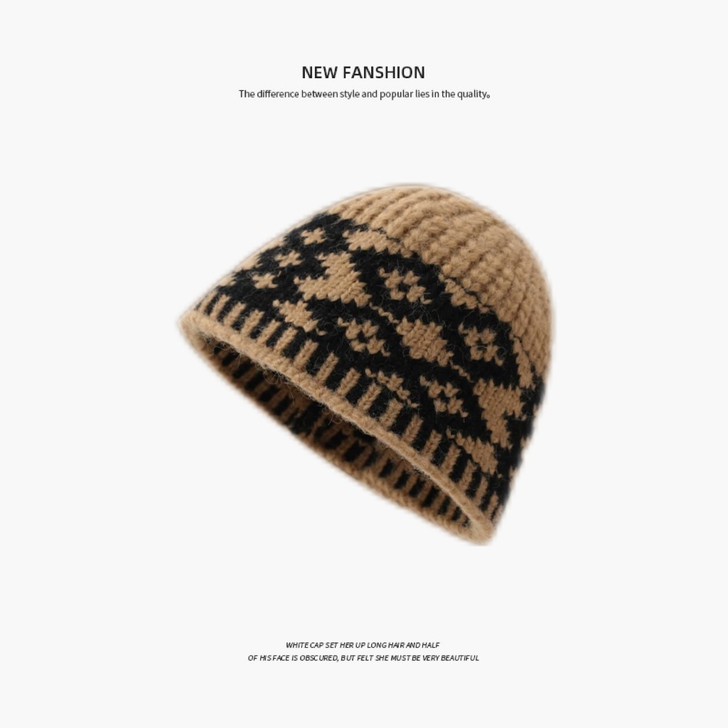 autumn and winter warm wool hat hand-woven hollow bag cap women's ethnic tassel earflaps slipover knitted hat full figure