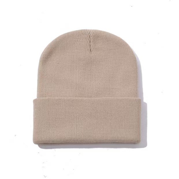 curling beanie hat embroidered logo solid color ski cap embroidery no brim pullover hat cold-proof knitted hat foreign trade woolen cap Specification drawing