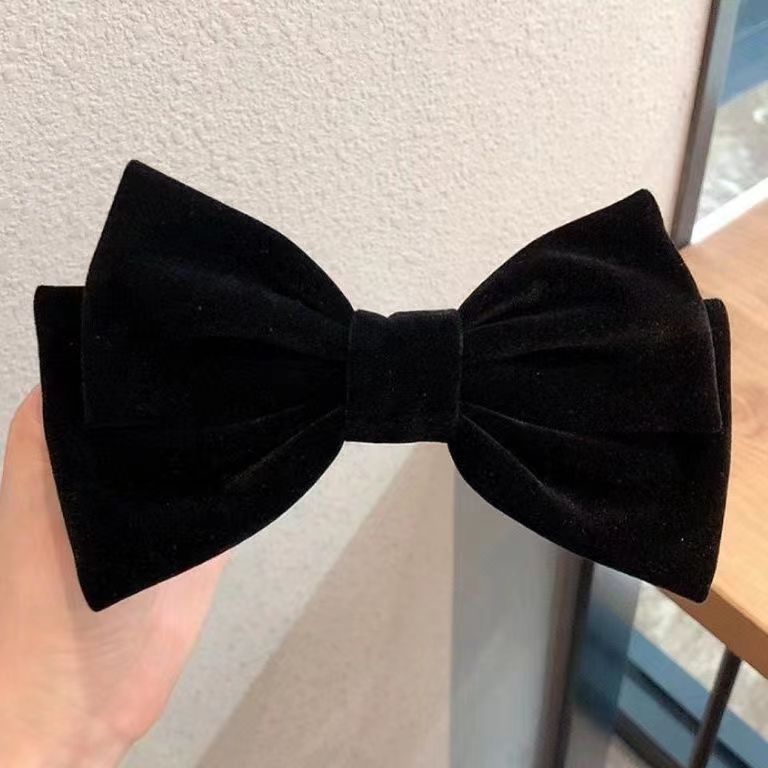 velvet big bow hairpin women's korean-style internet celebrity back head hair accessories temperament duckbill clip hairpin clip headdress Application Scenario