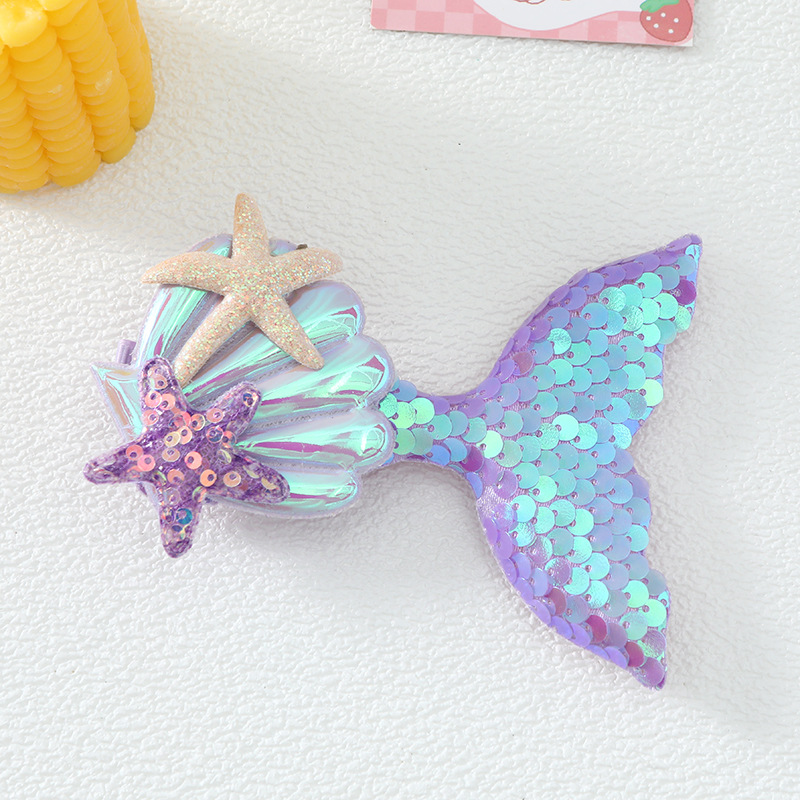 cross-border cartoon mermaid tail starfish barrettes children's side clip bang clip accessories luggage clothing small shell accessories Item Picture