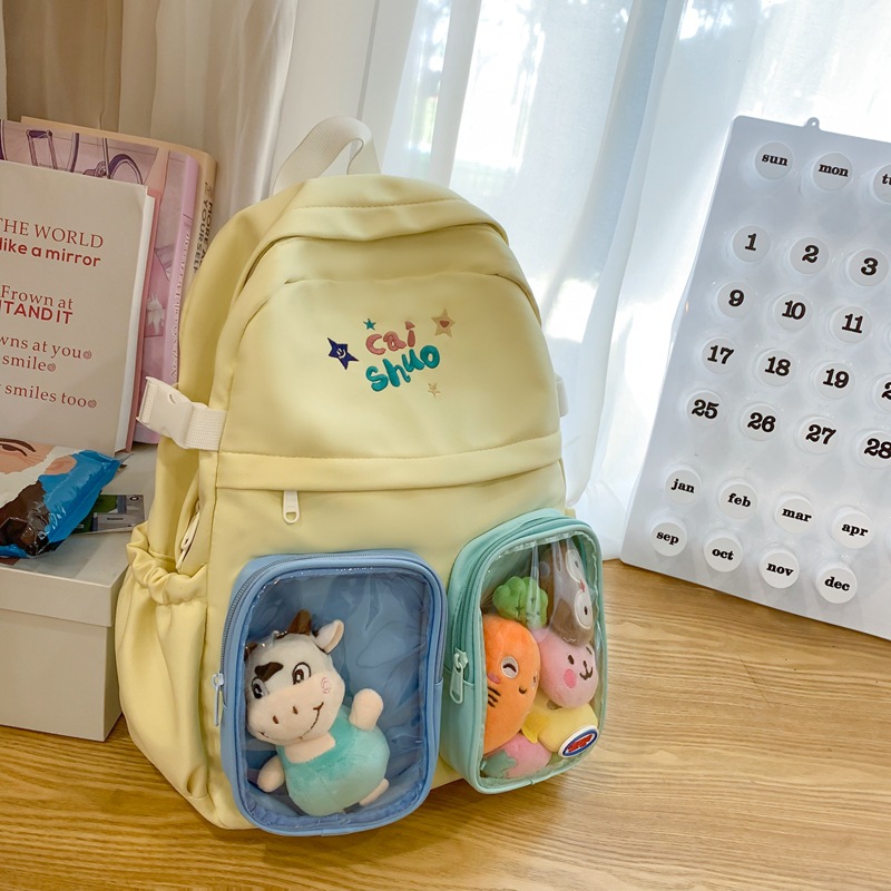 The trend of ins Japanese and Korean cute and fresh cartoon backpacks, children's pain bags, computer bags, and large-capacity schoolbags for primary school students Specification drawing