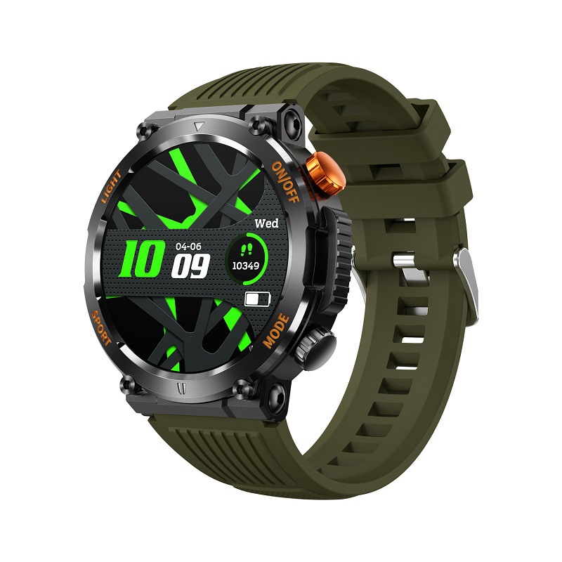 cross-border smart watch ht17 outdoor heart rate blood oxygen monitoring sports round bluetooth calling three-proof watch Item Picture
