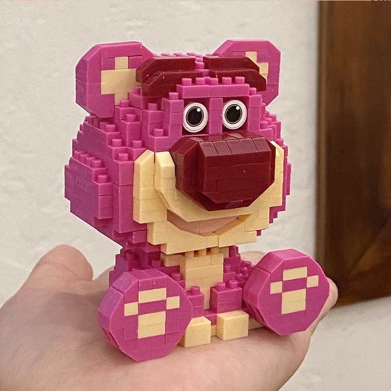 compatible with lego building blocks strawberry little bear cartoon doll micro particles assembled educational toys stall blind box wholesale Specification drawing