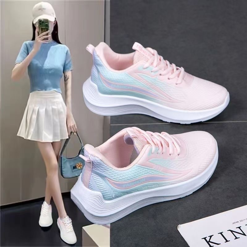 2025 new spring and autumn popular leisure running shoes sneaker breathable shock absorption soft bottom student light running women's shoes full figure