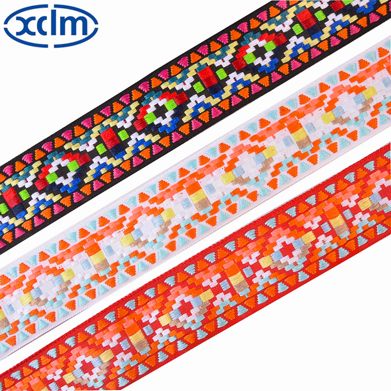 4.5cm Ethnic-style jacquard polyester woven tape, clothing accessories, bags, curtains, home textiles woven fabric tape Item Picture