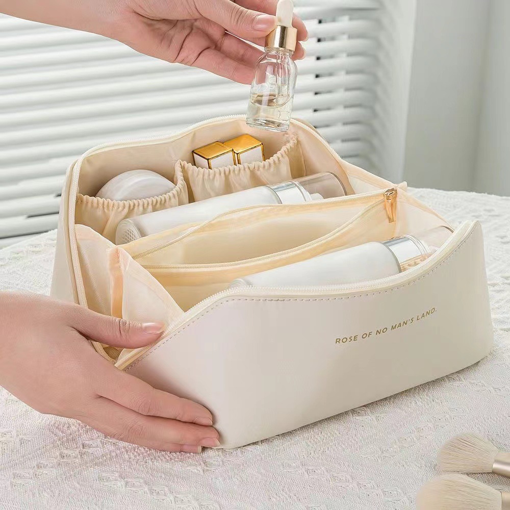 pu advanced sense pillow bag multi-layer cosmetic bag storage travel toiletry bag thickened makeup storage bag buggy bag Application Scenario