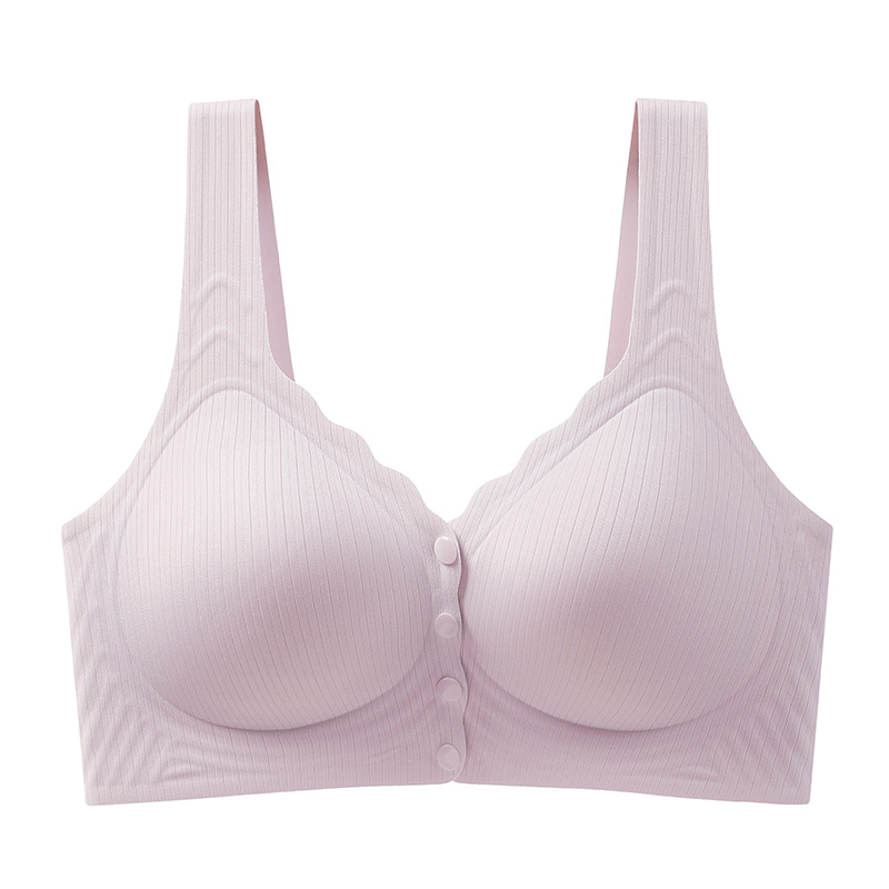 front buckle latex bra fixed cup thin front buckle vest style push up comfortable soft support anti-sagging underwear women details Picture