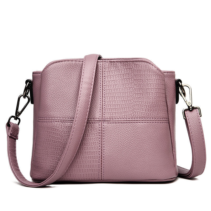 women's messenger bag 2024 new soft leather retro ladies bag simple casual small bucket bag casual multilayer one shoulder bag Specification drawing