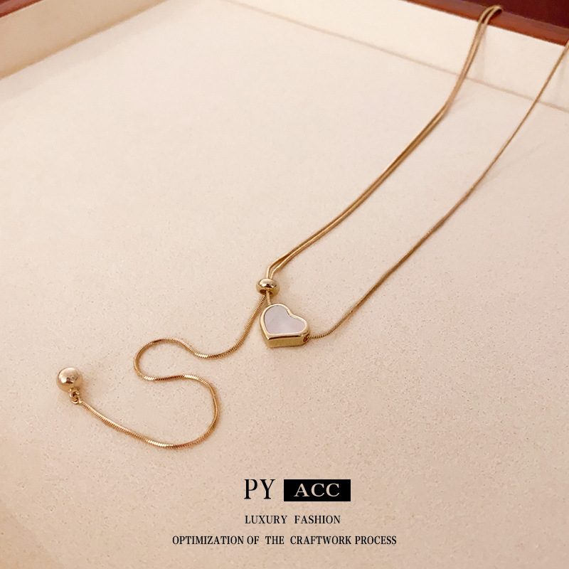 real gold electroplated gourd heart tassel necklace south korea simple fall winter fashion sweater chain high sense niche accessories Application Scenario