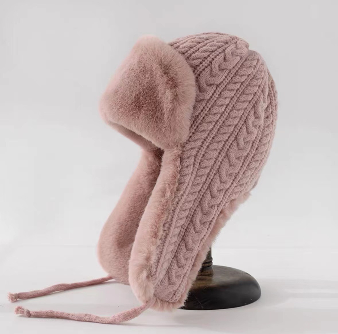 korean style winter fleece-lined thickened woolen cap children's cute knitted hat ear protection ski cap cycling thermal lei feng cap Item Picture