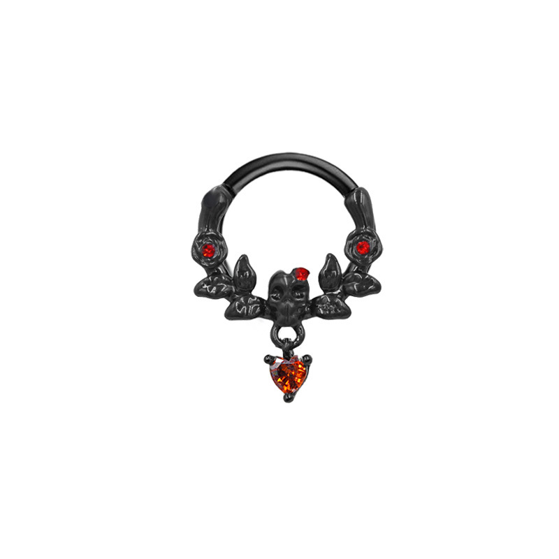 热卖欧美跨境不锈钢鼻环万圣节鼻环耳环鬼头黑风系列欧美嘻哈鼻环详情图6