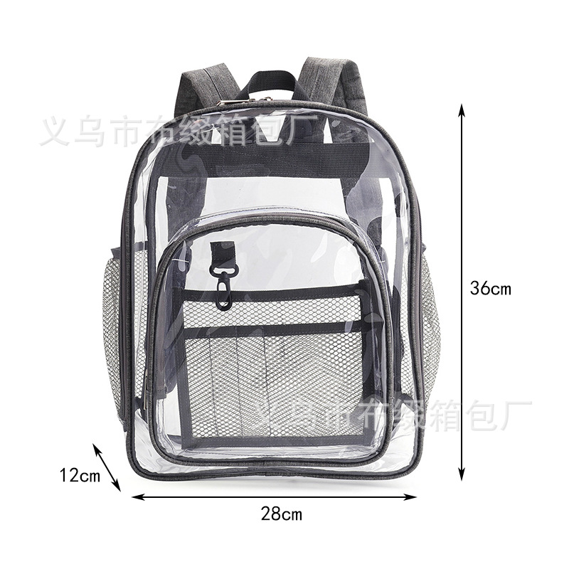 transparent backpack thickened pvc cross-border large capacity student schoolbag backpack waterproof outdoor travel logo full figure