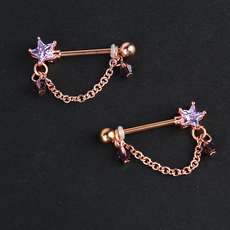 Milk nail water drop metal milk ring powder color diamond stainless steel milk nail jewelry, fashionable and trendy piercing jewelry, exquisite detail image 4
