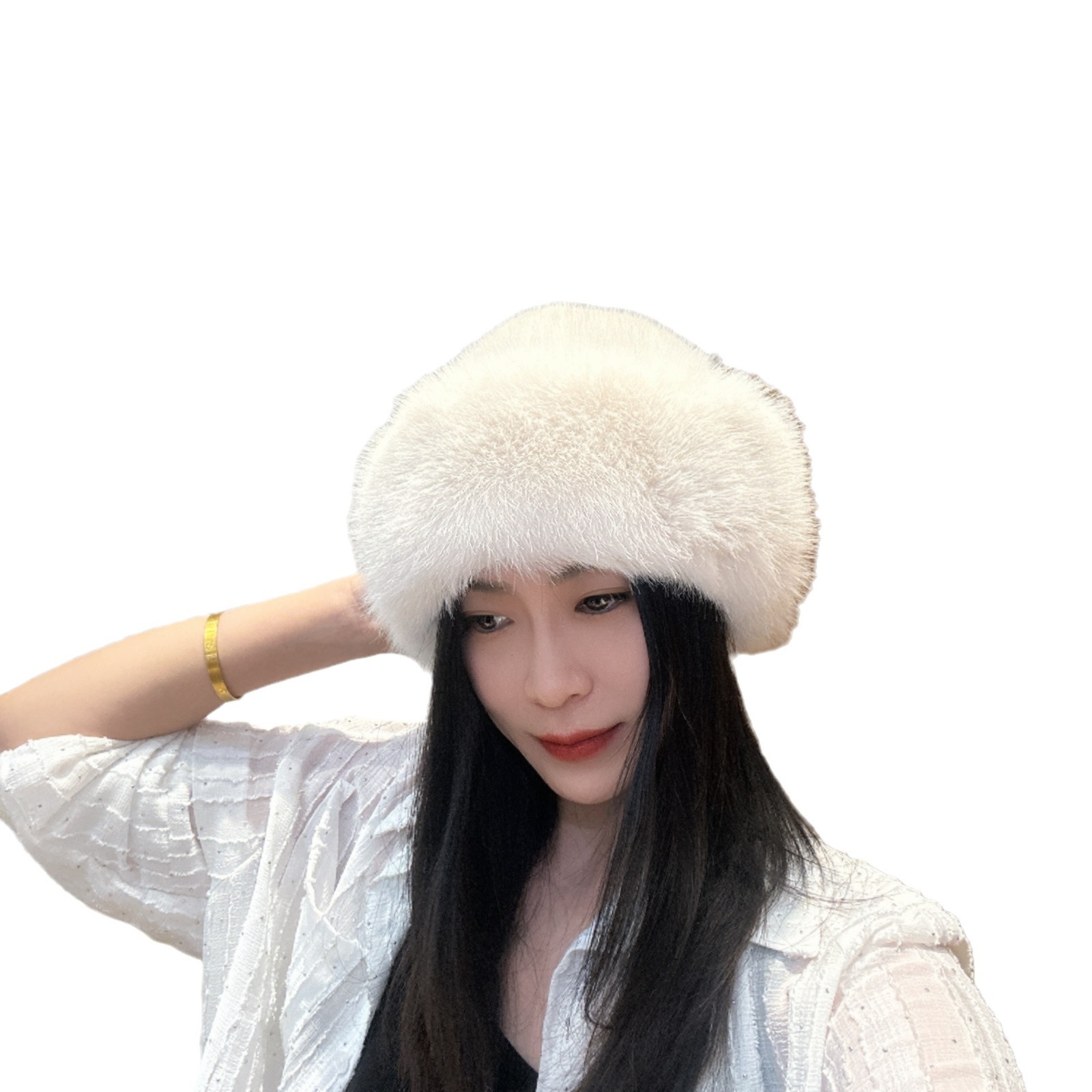 new mongolian cap plush hat women's thickened warm fashion fisherman hat windproof cold protection hat cross-border supply Item Picture