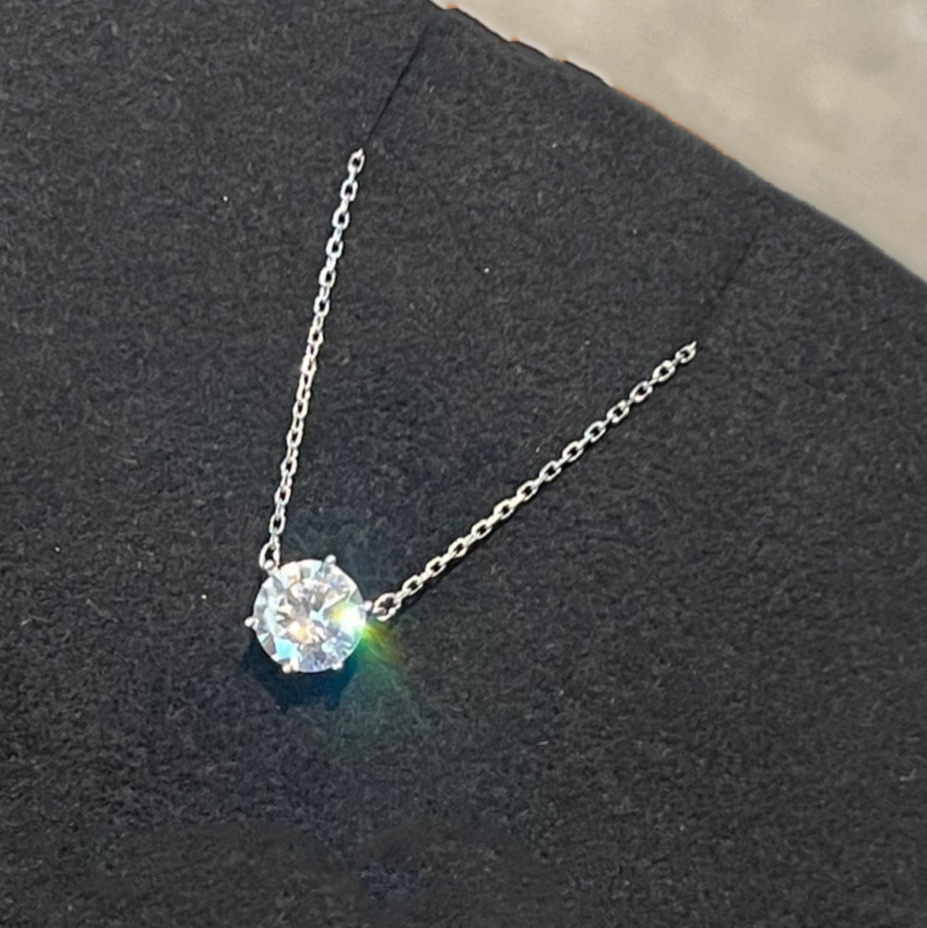 retro simple hexaclaw zircon necklace women's clavicle chain necklace light luxury minority exquisite high-grade popular full figure