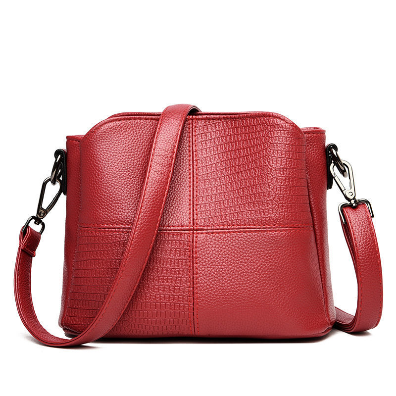 women's messenger bag 2024 new soft leather retro ladies bag simple casual small bucket bag casual multilayer one shoulder bag details Picture