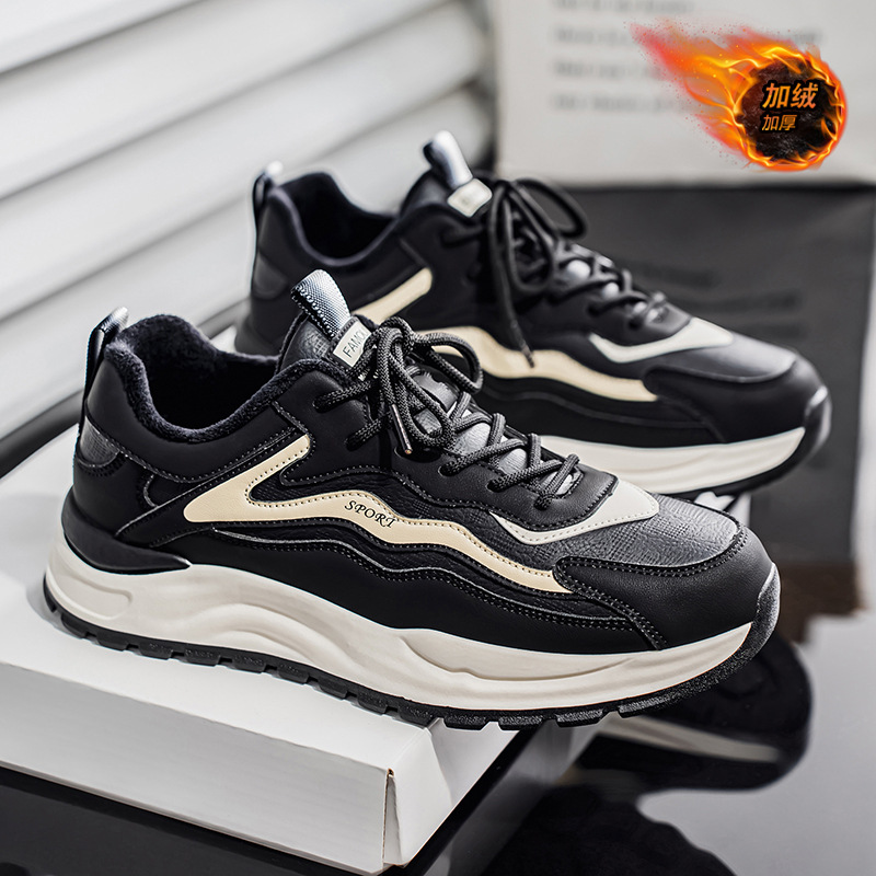 2025 fall winter men sneakers trendy all-match casual shoes cortez fleece-lined warm non-stinky men's shoes full figure