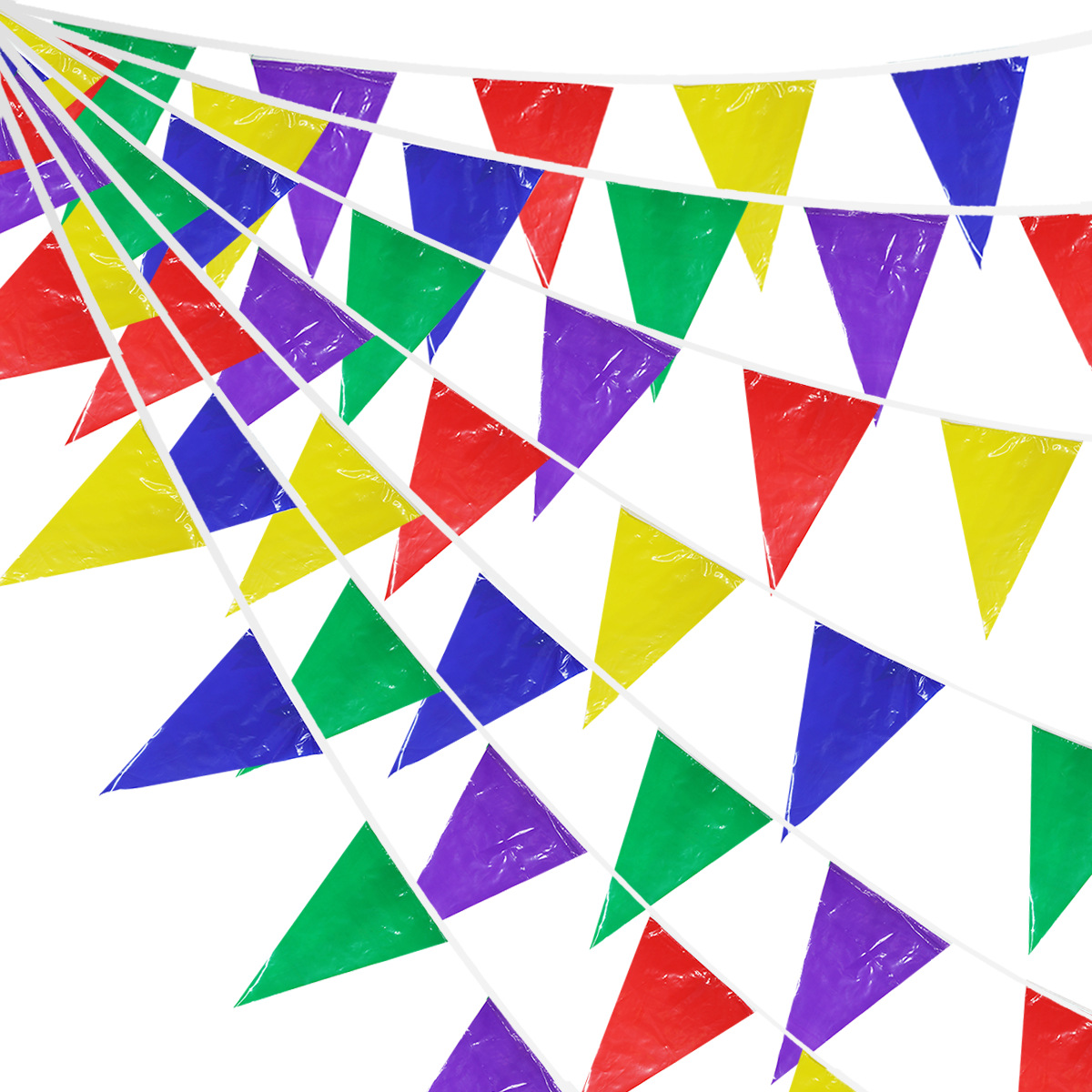 Colorful flags, triangular flags, birthday party decoration items, PE festival flag-pulling and flag-stringing activity decorations, triangular colorful flags thumbnail