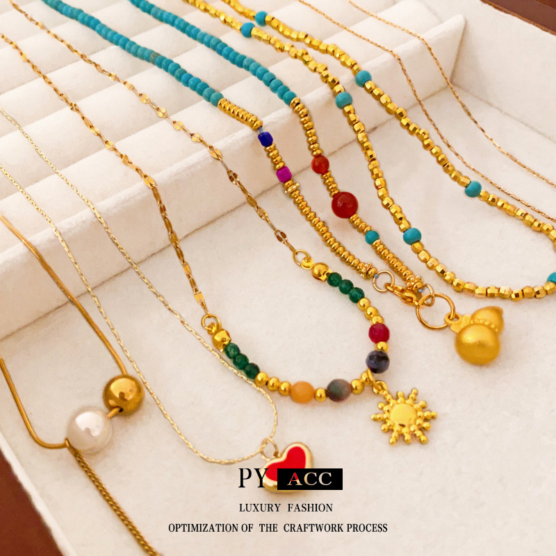 real gold electroplated gourd heart tassel necklace south korea simple fall winter fashion sweater chain high sense niche accessories Specification drawing