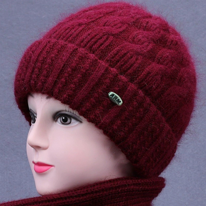 autumn and winter middle-aged and elderly knitted hat old lady warm thickened wool hat thickened cold protection cotton-padded cap mom style hat Specification drawing