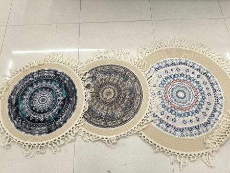 Fine woven circular cushion tassel style