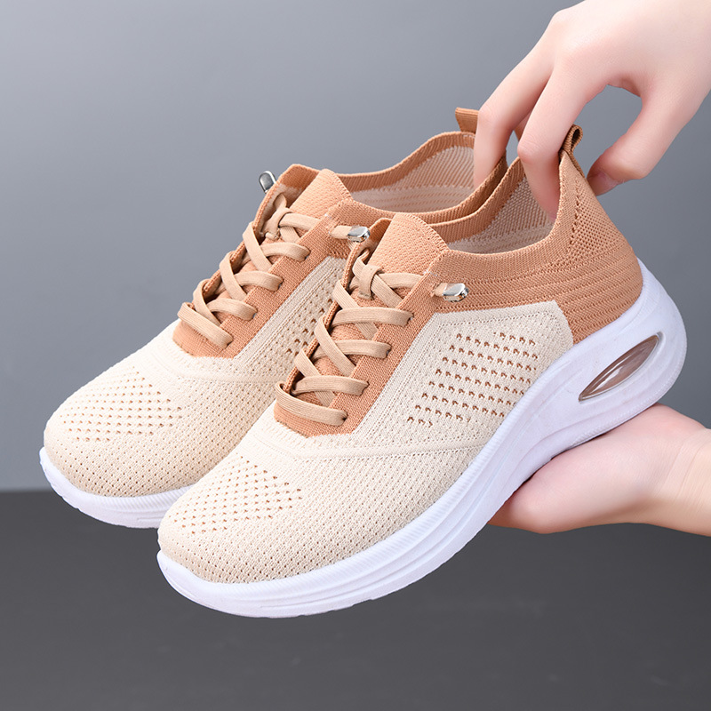women's shoes 2025 new foreign trade women's shoes casual lace-up socks subnet shoes soft sole sneakers women full figure