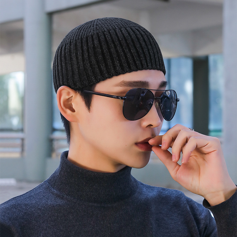 short cotton knitted men's thick helmet cotton skullcap wool hat autumn and winter bald cap men's winter Application Scenario
