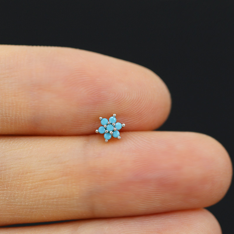 盖贝欧美跨境小清新蓝色系列小花L杆穿刺鼻钉五角星鼻钉鼻饰 多人群专供特价新品工厂直销详情图7