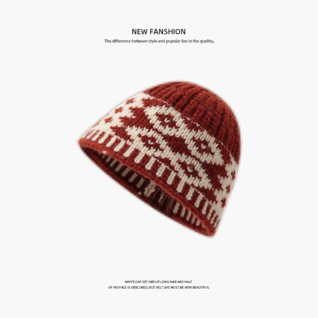 autumn and winter warm wool hat hand-woven hollow bag cap women's ethnic tassel earflaps slipover knitted hat details Picture