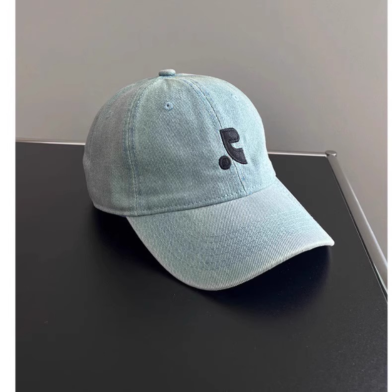 spot goods restandcreation embroidered denim baseball cap female rr face small sunshade peaked cap full figure