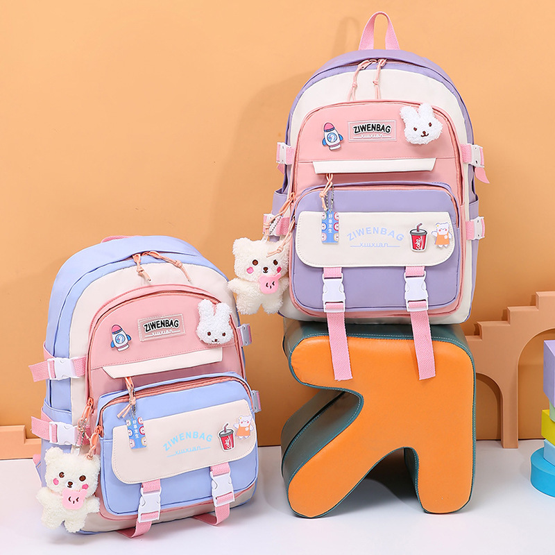 Children's schoolbag ins for primary school students, grades 12, 36, and junior high school students, cute shoulder support, spine reduction, and lightweight backpack full figure