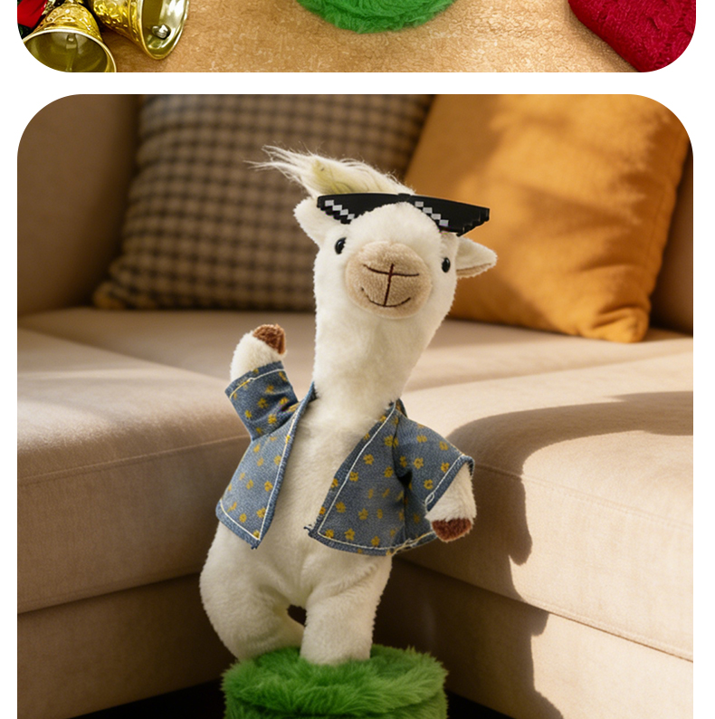 New cross-border rotating rod funny repeat reading recording singing dressing alpaca wool toy pic 4