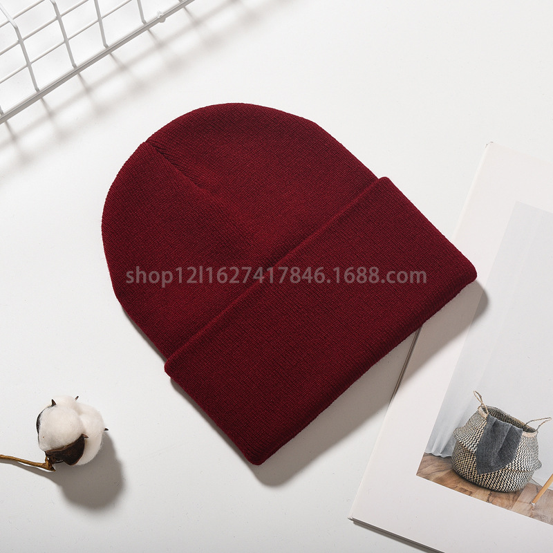 factory direct sales men's and women's light board knitted hat solid color acrylic woolen cap european and american aliexpress t amazon supply Item Picture