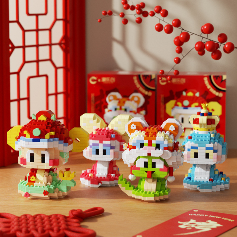 compatible with lego snake year mascot little fairy god of wealth doll assembly educational toy gift decoration generation wholesale details Picture