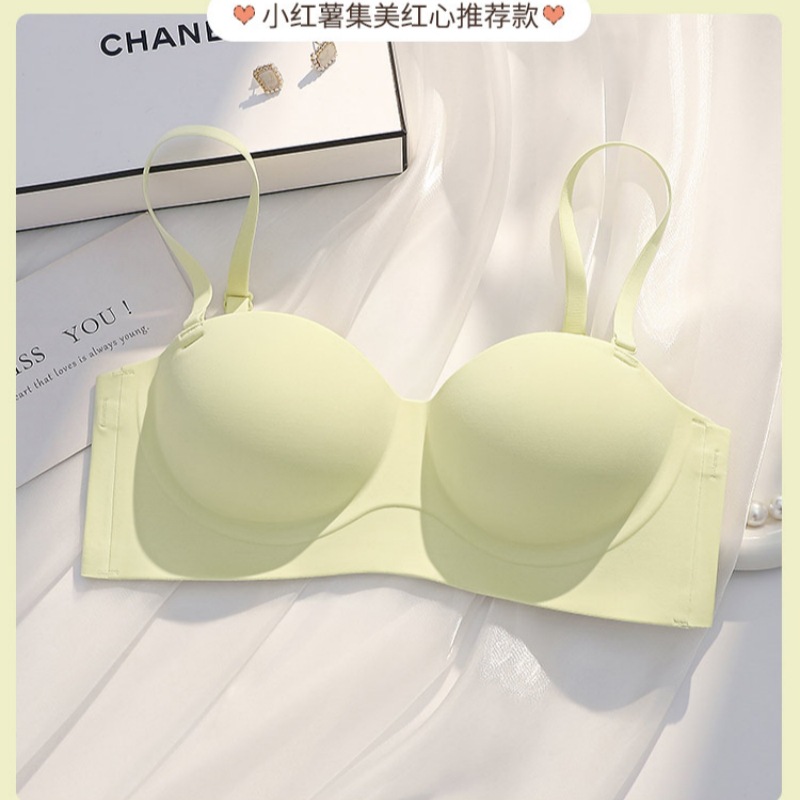 cartoon chest] expanded chest underwear women's small chest push up flat chest aa cup thickened traceless half cup bra breast beauty Item Picture