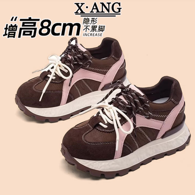 8cm height increasing insole small women's shoes genuine leather cortez women's platform german training shoes casual sneakers dad shoes Application Scenario