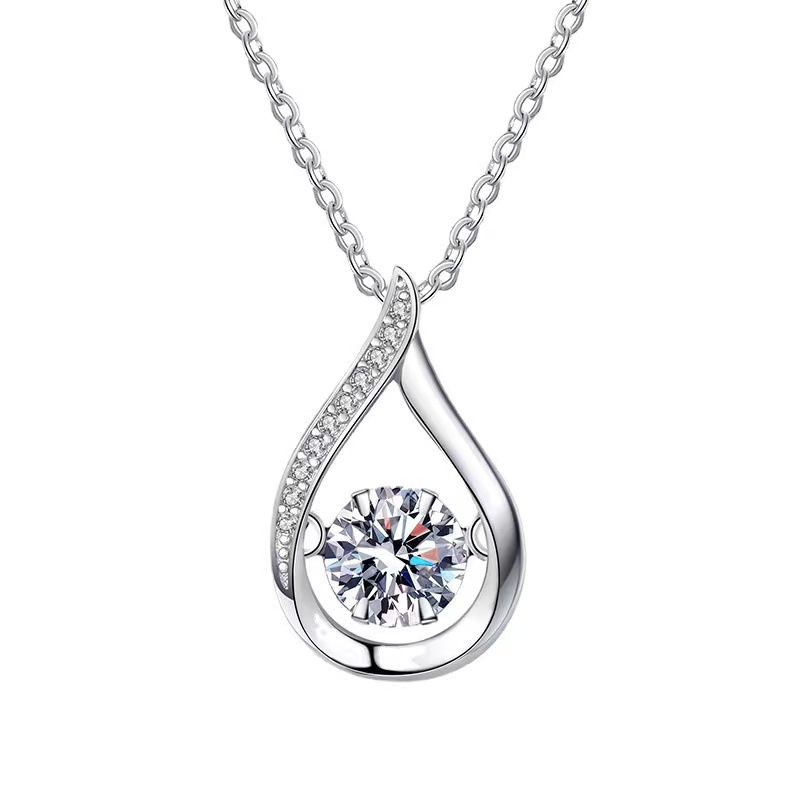 live hot zircon pendant female necklace 1 karat korean style smart water drop moissanite pendant factory wholesale details Picture
