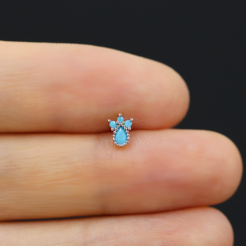 盖贝欧美跨境小清新蓝色系列小花L杆穿刺鼻钉五角星鼻钉鼻饰 多人群专供特价新品工厂直销细节图