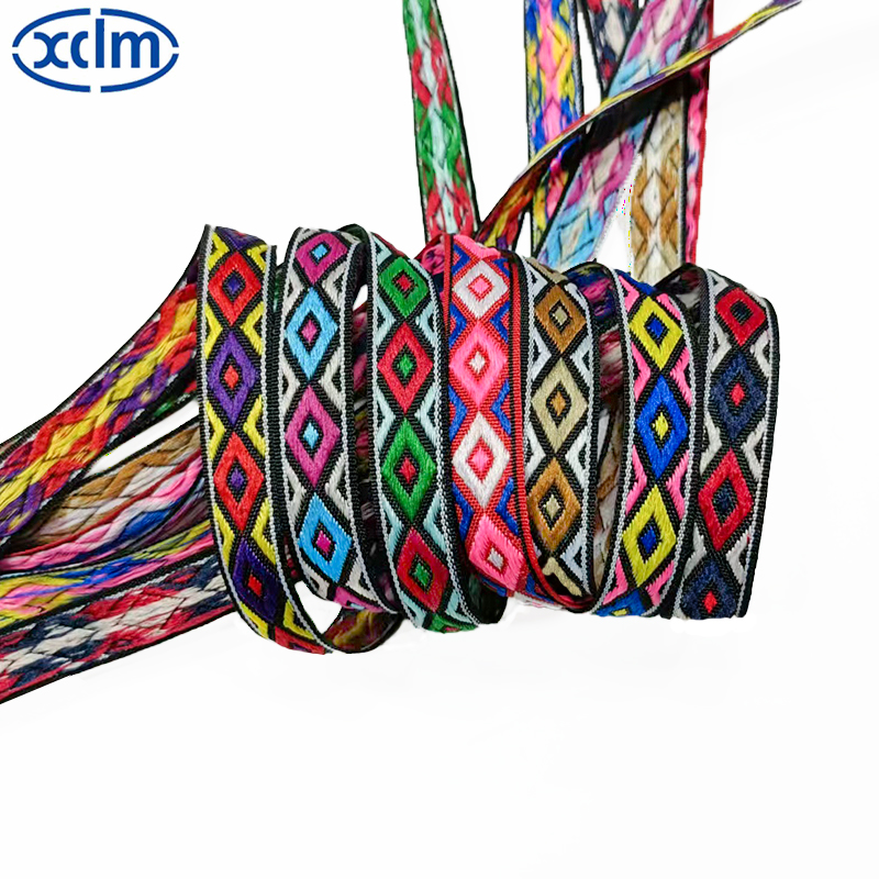 In stock: 1.4cm ethnic straps, retro geometric jacquard straps, embroidered straps, hemmed bags, clothing accessories, lace pic 5