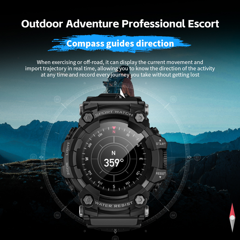LOKMAT foreign trade outdoor sports smartwatch ATTACK GT Bluetooth Call Compass Flashlight Music Application Scenario