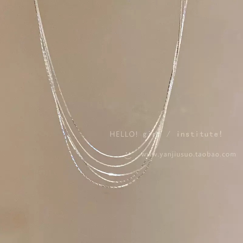 multi-layer twin snake bone necklace women's high-grade light luxury silver metal clavicle chain ins style all-match super hot accessories Specification drawing