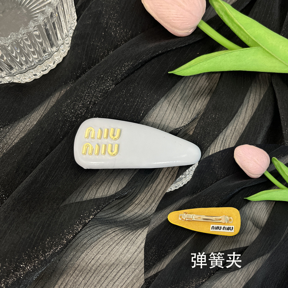 high leather letters bb clip internet celebrity side bang clip all-match head clip ins style minmin sweet cool hair clips hair accessories full figure