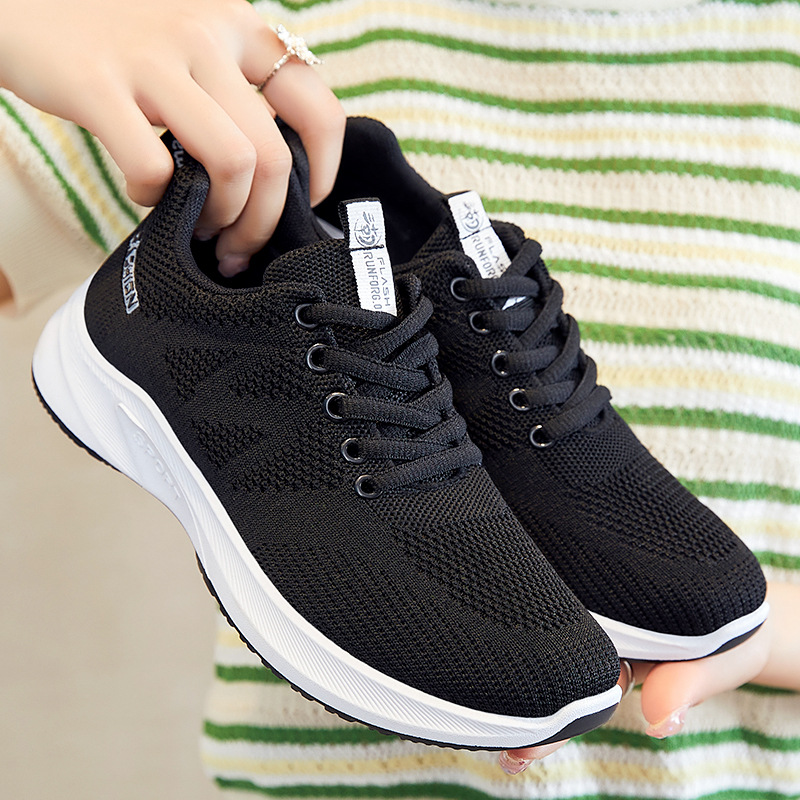 women's shoes 2025 summer new breathable fly woven mesh running shoes women's flat lightweight soft sole sneakers women Specification drawing